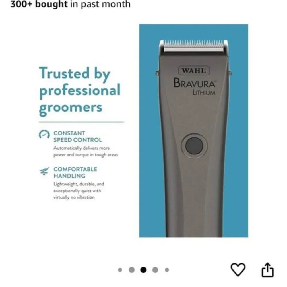 WAHL Professional Animal Bravura Lithium Ion Clipper - Cordless Pet Clippers